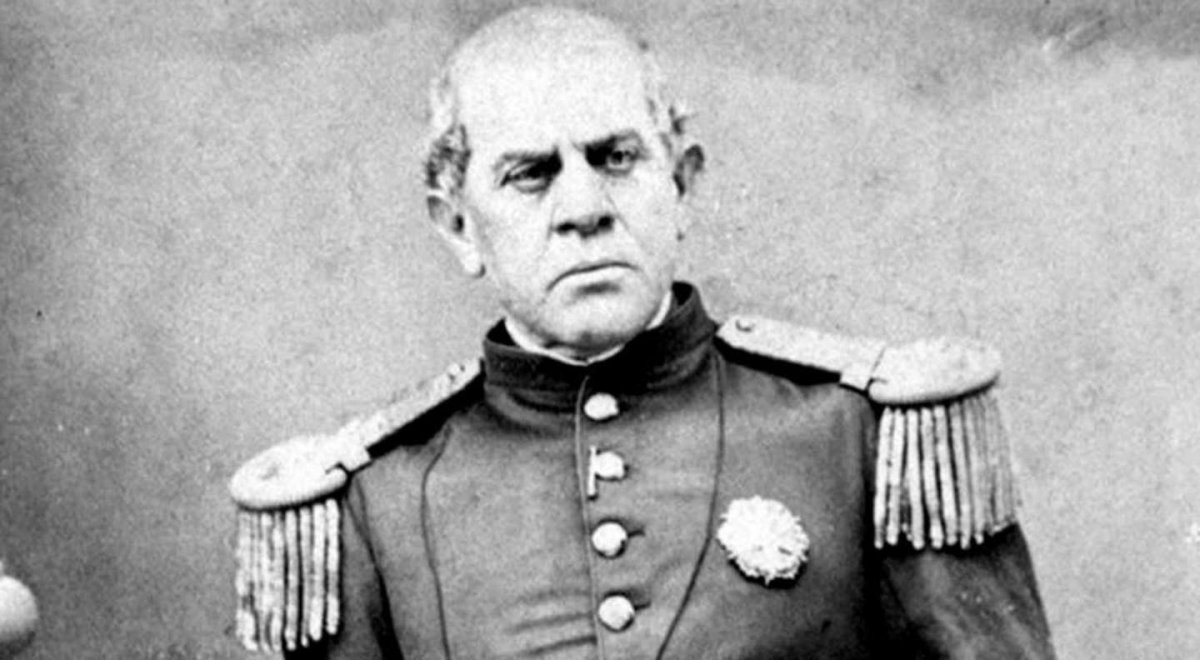 Sarmiento, en una de sus imágenes más populares con uniforme militar.