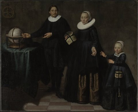 Atribuido a Jacob Gerritsz Cuyp, este retrato inconcluso de 1637 muestra a Abel Tasman junto a su mujer e hija. 