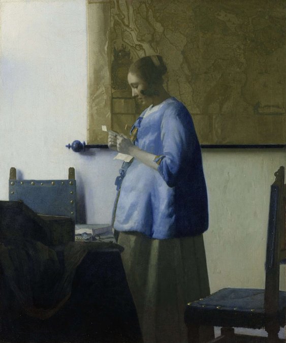 Lectora en azul, h. 1663-64, óleo sobre lienzo, 46,5 x 39 cm, Ámsterdam, Rijksmuseum.