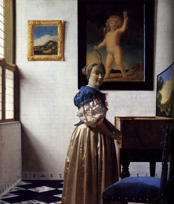 Mujer tocando un virginal, h. 1672-73, óleo sobre lienzo, Londres, National Gallery.